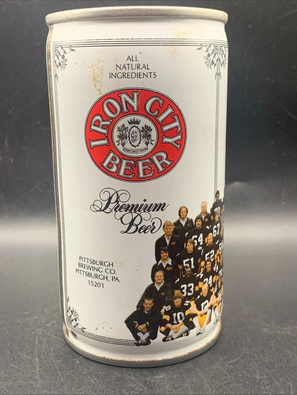 Vintage Beer Can Iron CIty Premium 1976 Pittsburgh Steelers Beer Pull Tab Empty